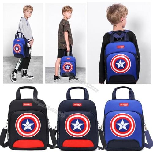 Mavel Captain America Backpack Primary Junior High Schoolbag Student Nylon Waterproof Bookbag Kid Cartoon Printed Rucksack Gift