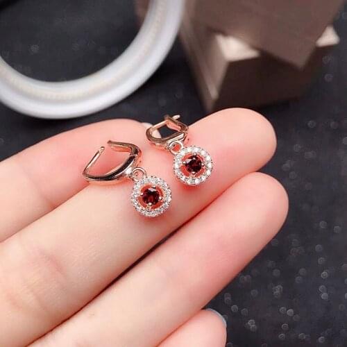 Fashion Gemstone Dangler for Girl 3mm VVS Grade Natural Garnet Drop Earrings 925 Silver Blood Red Garnet Earrings