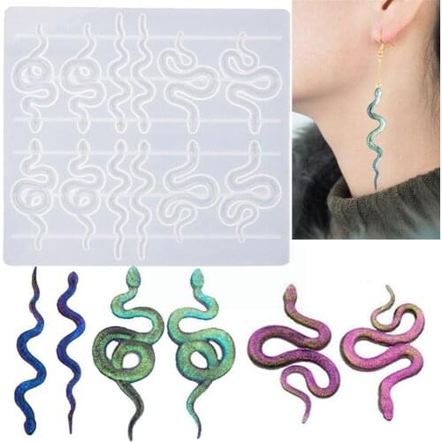 DIY Crystal Epoxy Resin Mold Snake Earrings Silicone Mold Mirror Mold Earrings Keychain Silicone N0L1