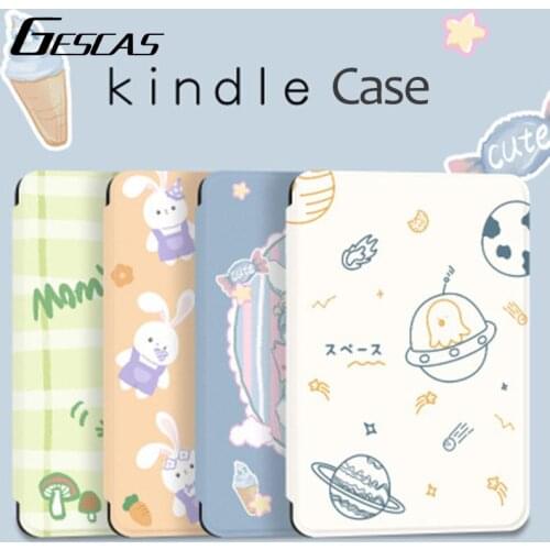GESCAS For Kindle Paperwhite 1/2/3/4 Ebook Cartoon Silicone Case For Kindle KPW/Kindle558/Kindle658 Youth Electronic Book Case