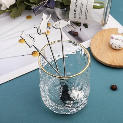 Nordic Stainless Steel Cat Fish Spoon Fork Creative Coffee Spoon Stirring Spoon Cartoon Pet Fruit Spoon Fork