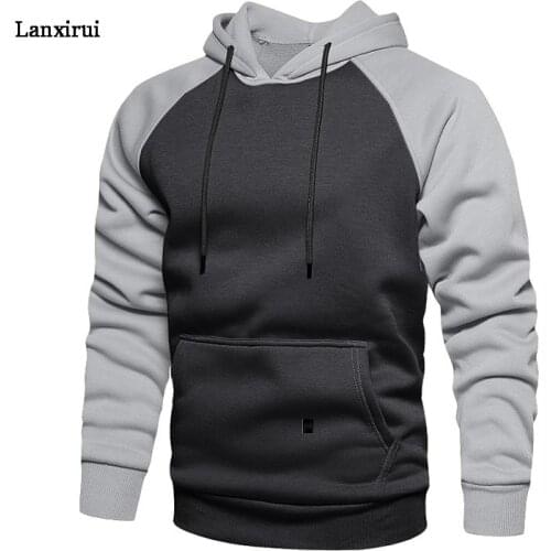 Hoodie Men Fashion Casual Feece Loose Hip Hop Streetwear Hoodies Mens Sweatshirt Clothes Patchwork Outwear Hoody Male Plus Size