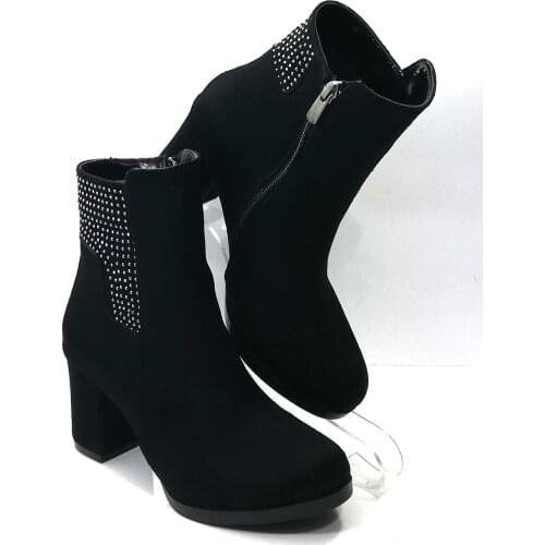 WOMAN. BLACK. SUEDE WINTER BOOTS. 7CM HEEL HEIGHT. PLATFORM. OFFICE WEDDING. PARTY. FOR USE. LATEST TRENDS. 36 37 38 39 40