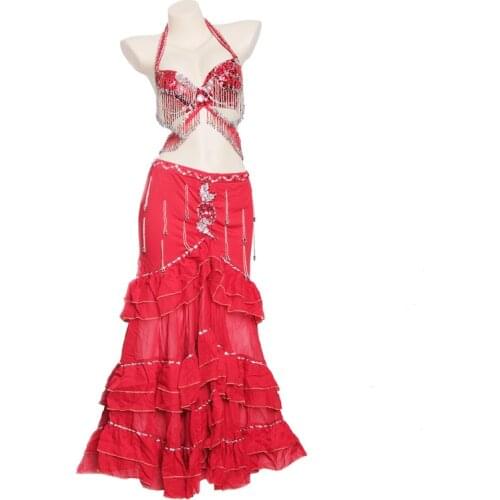 New Hot Women belly dance costume set belly dancing clothes Sexy Night dance bra skirt bellydance Carnival bling Tops Chain18127