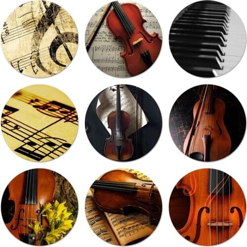 Musical Notes piano Violin Classical Icons Pins Badge Decoration Brooches Metal Badges For Clothes Backpack Decoration 58mm