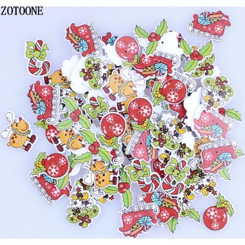 ZOTOONE 50pcs Mix Merry Christmas Sewing Wood button Kids Gift Craft Buttons Christmas Decor Craft DIY Scrapbooking Buttons E