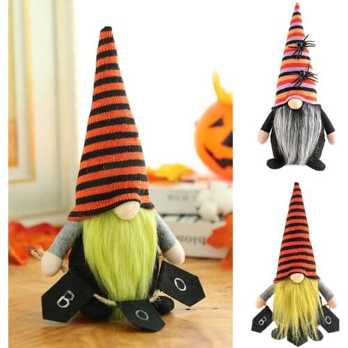 1 X Halloween 25*11*7CM Fabric + Artificial Wool + Cotton Gnome Dwarf Spider Bat Hat Doll Decoration In Stock
