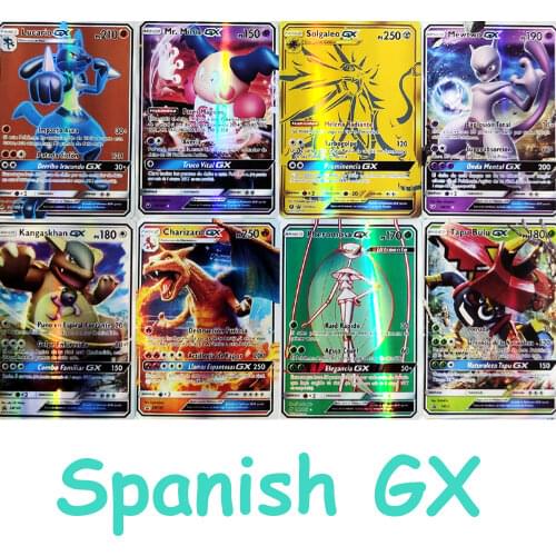 10-100Pcs Spanish Version Pokemon Shining Cards Vmax GX MEGA TAG TEAM EX Game Battle Cards