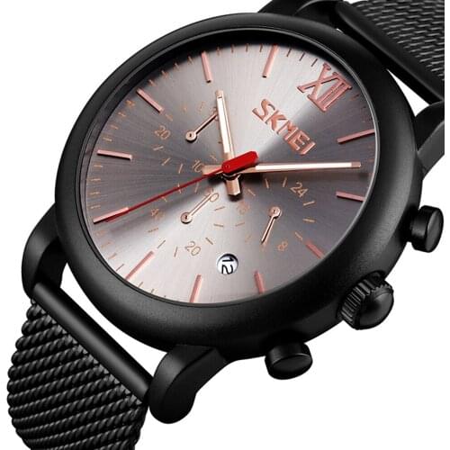 2019 SKMEI Fashion Quartz Watch Men Luxury Stopwatch Men Steel Strap Watches Waterproof Wristwatch reloj hombre