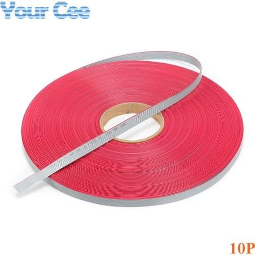 5m/lot 1.27mm Spacing Pitch 10 pin 10P Grey Gray Flat Ribbon Data Cable Wire Connector AWG28 300V Insulation: 9mils 10 Way