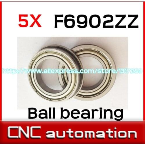 5pcs flange bearings F6902ZZ size 15*28*7mm radial shaft