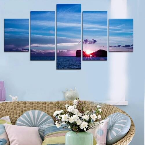 5 Pcs Hd Sunset Clouds Landscape Print Nature Painting On Canvas for Living Room Wall Art Picture Gift Family Wedding Decorate