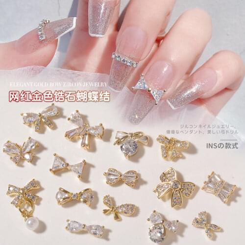 10 Pcs Noble Shiny Zircon 3D Nail Art Decorations Luxury Alloy Pearl Crystal Diamonds Jewelry Manicure Design Accessories