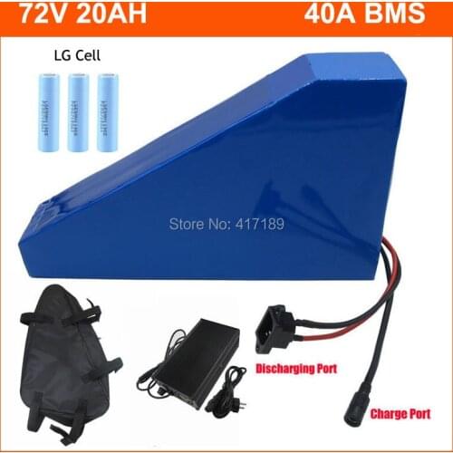 High power 2000W 72V 17.4AH Electric bike Lithium Battery 72V Triangle battery Use Panasonic 2900mah cell 30A BMS 84V 2A Charger