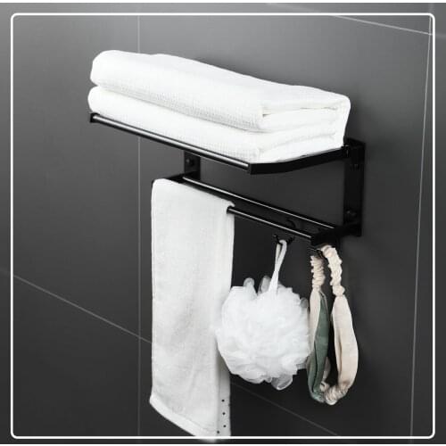 Aluminium Bathroom Shelf Rack Shower Caddy Towel Hanger Holder Wall Mounted Washcloth Holder Towel Bar Bathroom Organizer