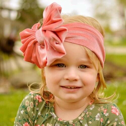 Baby Girls Messy Bow Velvet Headwrap, Over Sized Floppy Bow Turban Headwband Baby Toddlers hair accessories