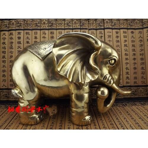30CM large home Porch lobby efficacious Protection efficacious Mascot thriving business bronze Elephant FENG SHUI art Statue