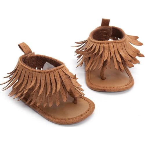 Newborn Baby Girls Shoes Tassel Sequin Sandal InfantSoft Sole Toddler Shoes Tassels Non-slipSummer Sandals 0-12M