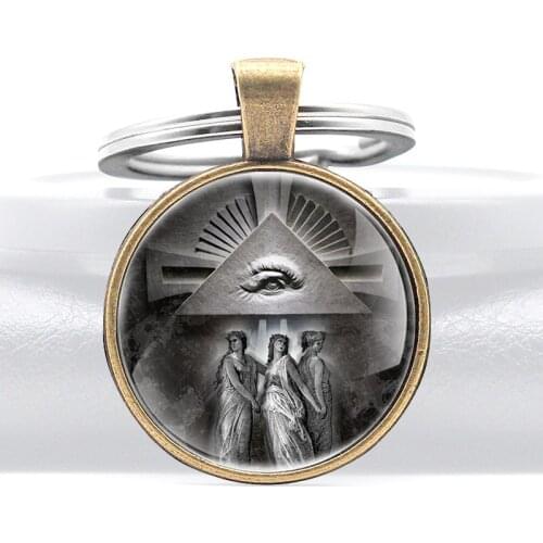 Vintage Eye of God Cross Pendant Key Rings Classic Men Women Masonic KeyChains