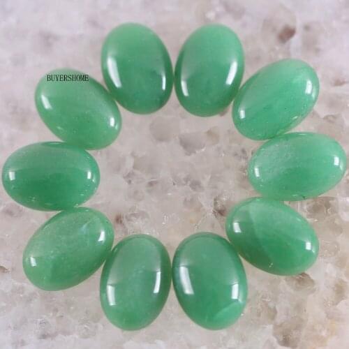 BUYERSHOME 5Pcs 15x20MM Natural Stone Green Aventurine No Drilled Hole Oval Cabochon CAB Bead For DIY Jewelry Making Ring K1514