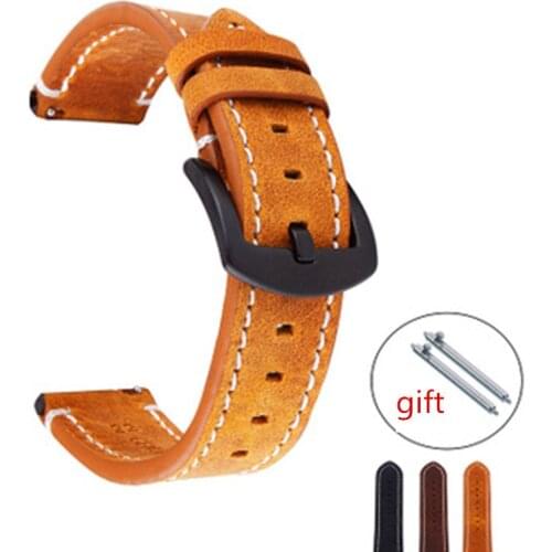 Quick Fit 18mm 20mm 21mm 22mm 19mm 24mm Genuine Leather Straps For Samsung Gear S3 S2 for Amazfit GTS 2e Watchband High Quality