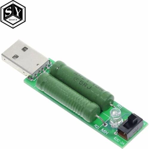 1PCS USB Port Mini Discharge Load Resistor Digital Current Voltage Meter Tester 2A/1A With Switch 1A Green Led / 2A Red Led