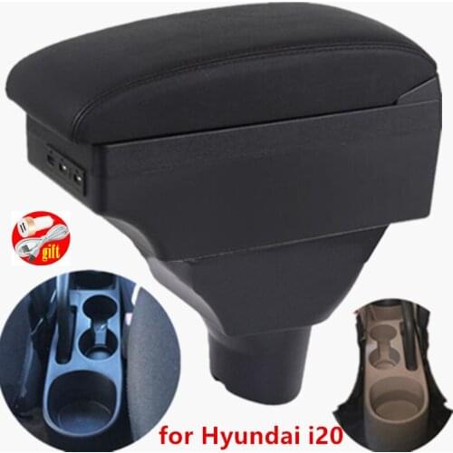 For Hyundai I20 2012-present Armrest Storage Box Car Central Storage Container