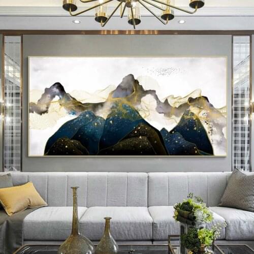 Home Decor Posters and Prints Wall Art Canvas Painting Traditional Chinese Abstract Landscape Pictures for Living Room No Frame