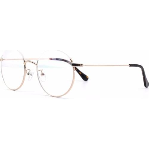 HKUCO Stylish Gold color Metal half frame Clear Lens Eye Glasses frame