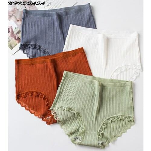 NHKDSASA Cotton Panties Female Underpants Sexy Panties For Women Briefs Underwear Plus Size Pantys Lingerie 3PCS/Set Solid