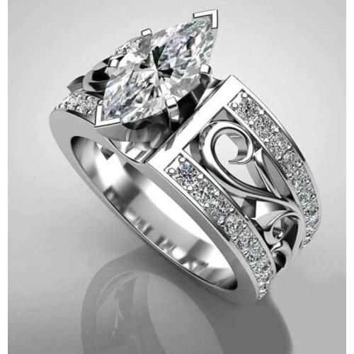 Exquisite Luxury Rhombus Ring Inlaid Zircon Engagement Glamour Valentines Day Gift Woman Fashion Creative Jewelry Wholesale