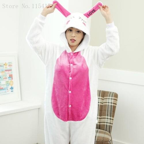 Kigurumi Rabbit Anime Adult Onesies Pyjamas Cartoon Animal Cosplay Costume Pajamas Adult Onesies Sleepwear Halloween