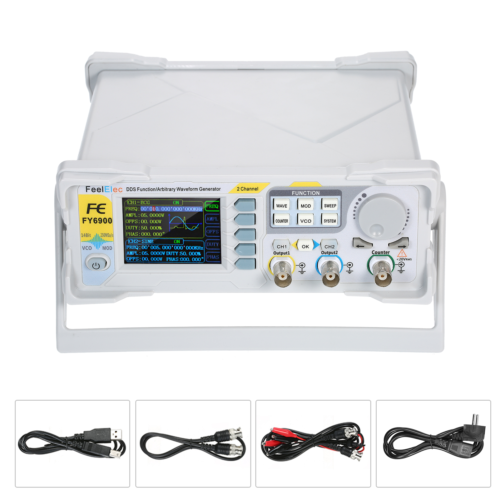 KKmoon FY6900-60M Function Signal Generator High Precision Digital DDS Dual-channel Function Signal/Arbitrary Waveform Generator