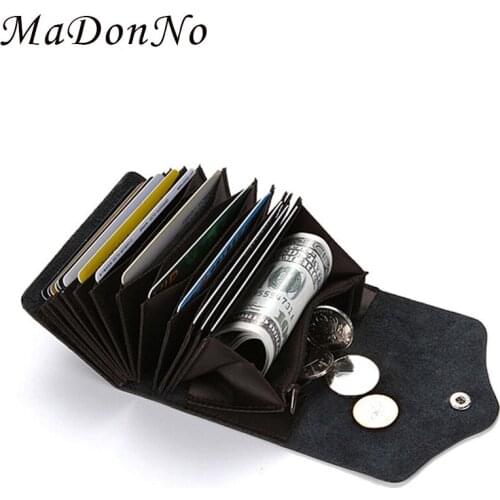 MaDonNo Genuine Leather Credit Card Money Clip Mini Male Purse Money Pocket Bag Cash Holder Men Clip Wallet with money clip 2018