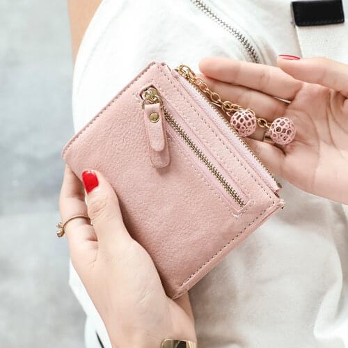 Multifunctional Womens Wallet 2020 Short Student Small Fresh Folding Wallets Fashion Zipper Buckle Coin Purse PU Leather Clutch