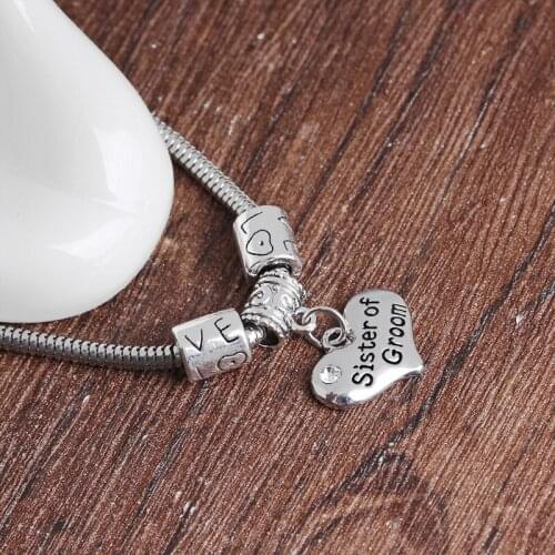 Fashion Personality Wedding Lettering Sister of bride/Groom Love Pendant Bracelet For Gifts Of Party Wedding Activities