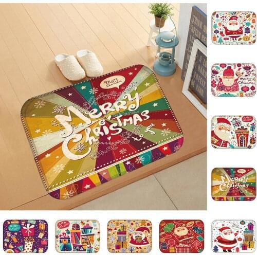 Fashion Christmas Santa Claus Floor Mat Anti-slip Doormat Home Kitchen Bathroom Floor Mat Decor