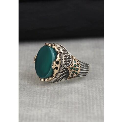 925 Sterling Silver Mens Ring With Agate Stone Souvenirs For Men Design Fashion Rings Elegant Rings For Yourself