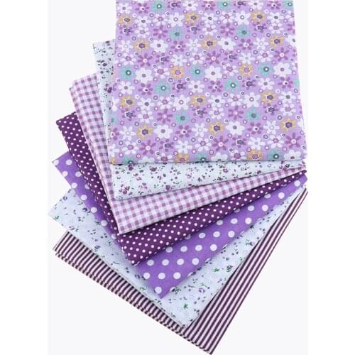 Nanchuang 7pcs/Lot Purple Thin Cotton Fabric Low Density Patchwork Cloth DIY Handmade Sewing Tissue Needlework Pattern 50x50cm