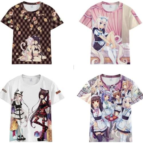 New NEKOPARA Chocolat Vanilla Coconut Azuki Maple 3D Printed T-shirt Cosplay Costume Men Women Casual Tshirts Short Sleeve Tees