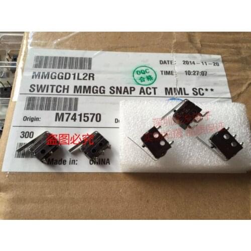 Original new 100% MMGGD1L2R micro switch 14*5*9.5 bend foot 3pin with handle length 18MM