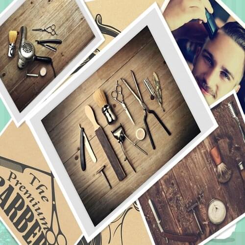 Hair Cut and Shaves Barber Shop Decor Poster Vintage Hairdresser Barber Tools Pictures Wall Art Canvas Painting Decor Salon
