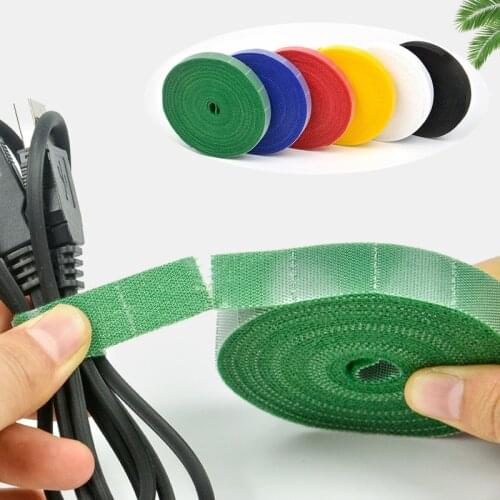 Hand Tear Self-adhesive Velcro Strap Wire Storage Hooks Loops Cable Tie Magic Tape Cable Management Belt Fixed Binding Belt