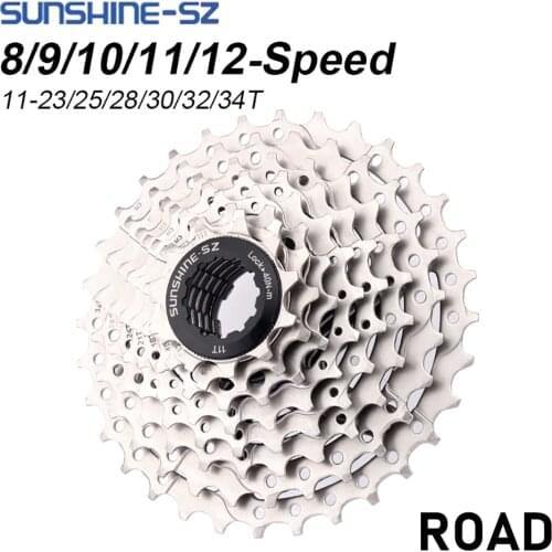 SUNSHINE Road Bike Freewheel 11-25/28/32/34/36T Bicycle Flywheel Steel 8/9/10/11/12S Speed Cassette for Deore M6000 Shimano SRAM