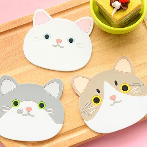 Cute Silicone Cat Dining Table Placemat Coaster Kitchen Accessories Mat Cup Bar Mug Cartoon Animal Drink Pads