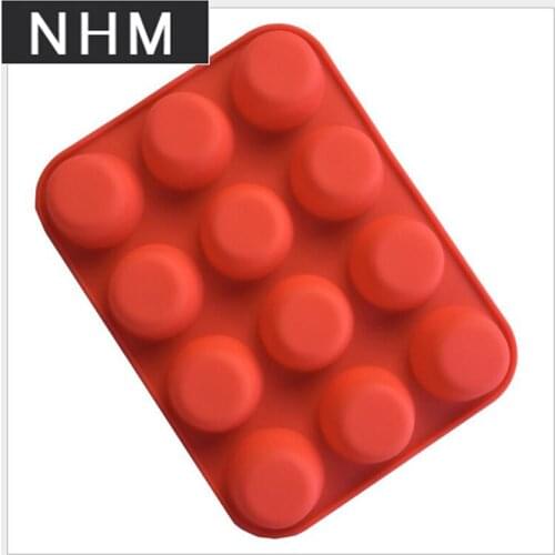 NHM 1 pcs Roasting tool silicone 12 - muffin cup cake molded round egg tart DIY baking tools Color random