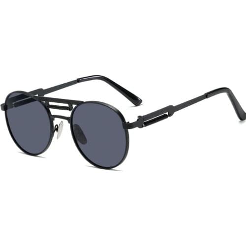 Vintage Steampunk Sunglasses Women Round Frame Spring-leg Men Driver Eyewear Colorful Lens Classic Metal Sun Glasses UV400