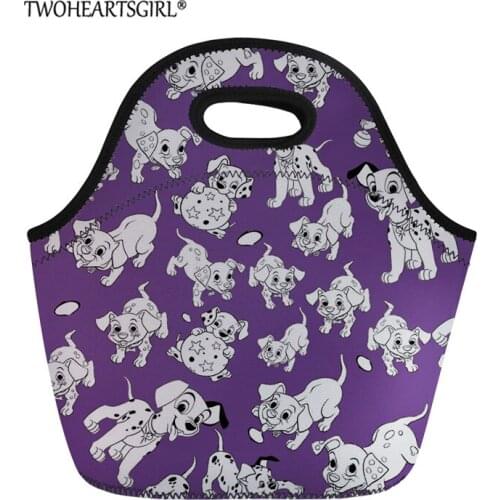 Twoheartsgirl Cute Kids Lunch Bags Dalmatian Dog Prints Insulated Lunch Box for Girls School Food Storage Bag Grocery Bag