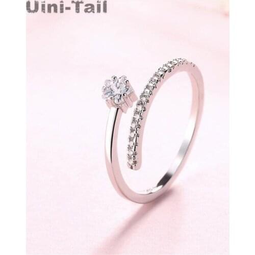 Uini-Tail hot new 925 sterling silver brilliant crystal stars micro-inlaid ring personality wild creative simple jewelry ED440