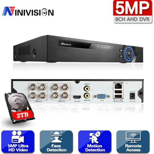 NINIVISION 8CH AHD Video Recorder H.265+ 5MP 4MP 1080P 8 Channel 5 in 1 Hybrid DVR Wifi XVi TVi CVI IP NVR For Home CCTV Cameras